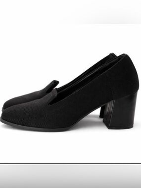 Adrienne Vittadini Black Block Heel Loafers Slip On Pumps Size 8.5